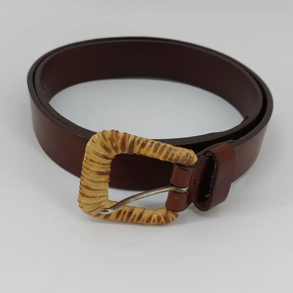 Talbots Italian Saddle Leather Belt Brown Wicker L